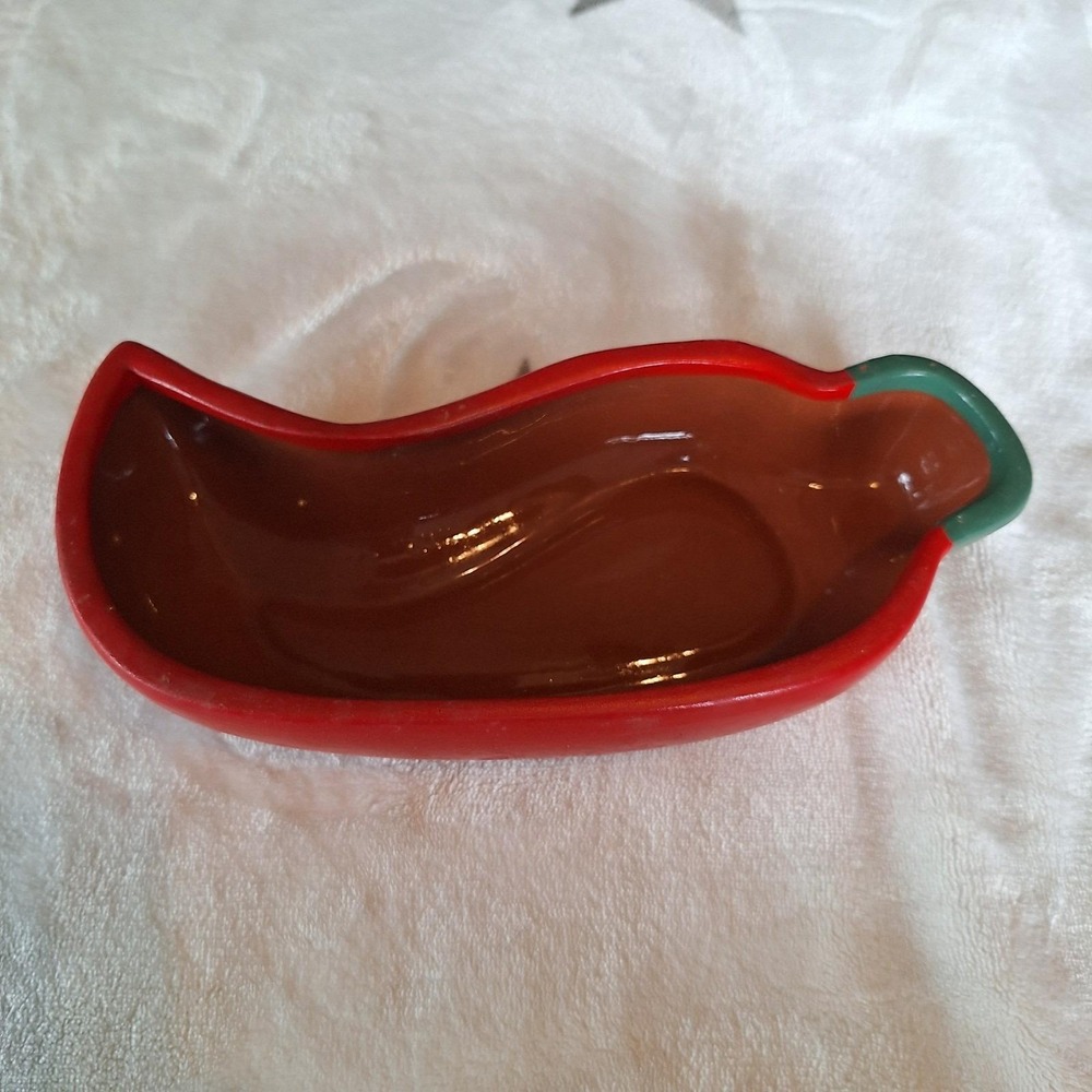 Vintage Giftco Chili Pepper Glazed Terra Cotta Salsa Bowl Great For Parties
